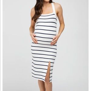 PinkBlush maternity fitted midi dress.